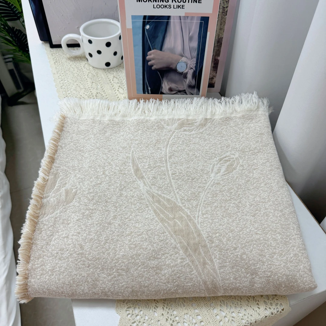 罗布麻床盖【知夏】1.5X2米 高端罗布麻单人提花可铺可盖床盖毯