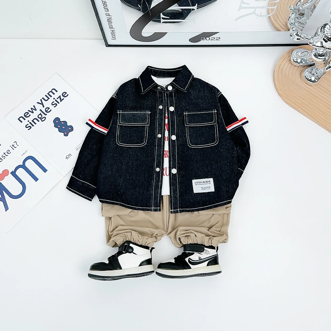 男童牛仔外套春秋2025新款春装儿童夹克潮童FB25087 悠悠童话童装