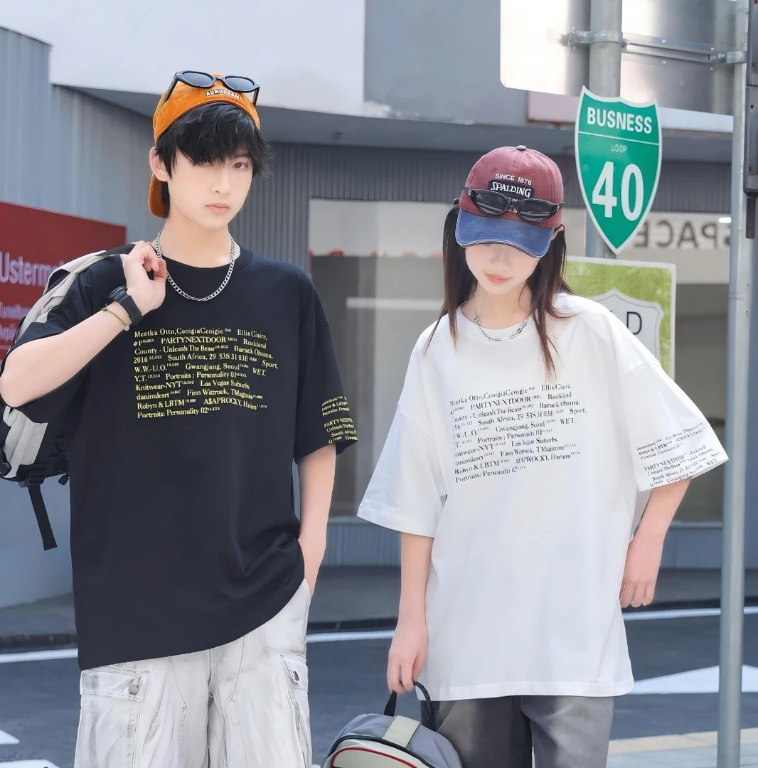 【8-18岁】青少年中大童夏2025新款字母简约帅气T恤极简学院风