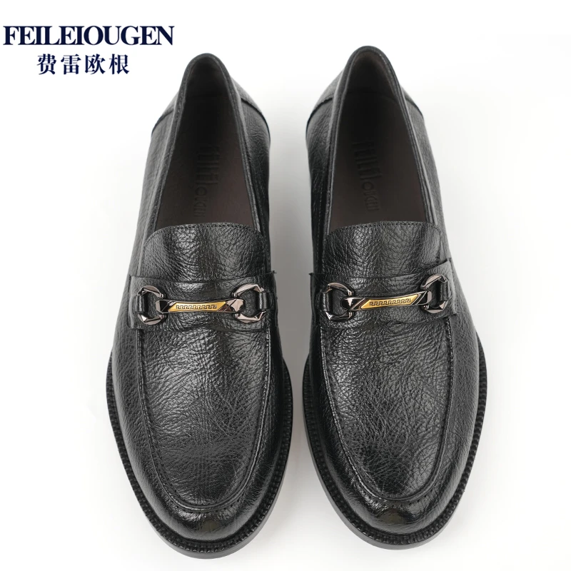 野马皮一脚蹬乐福男鞋  16002