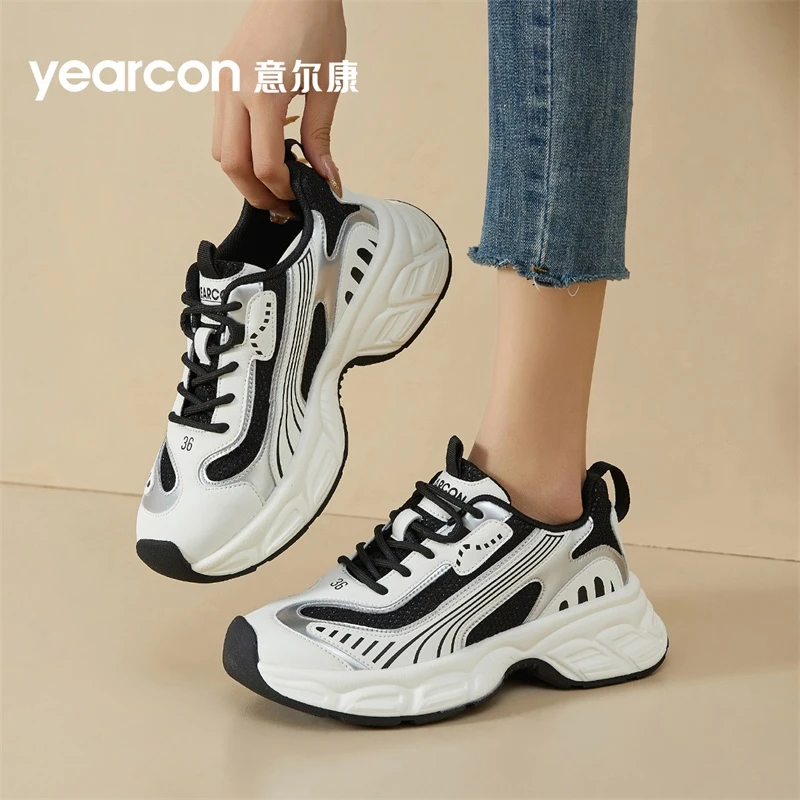 YEARCON/意尔康女鞋2025欧若假日风时尚休闲鞋潮流百搭韩版老爹鞋