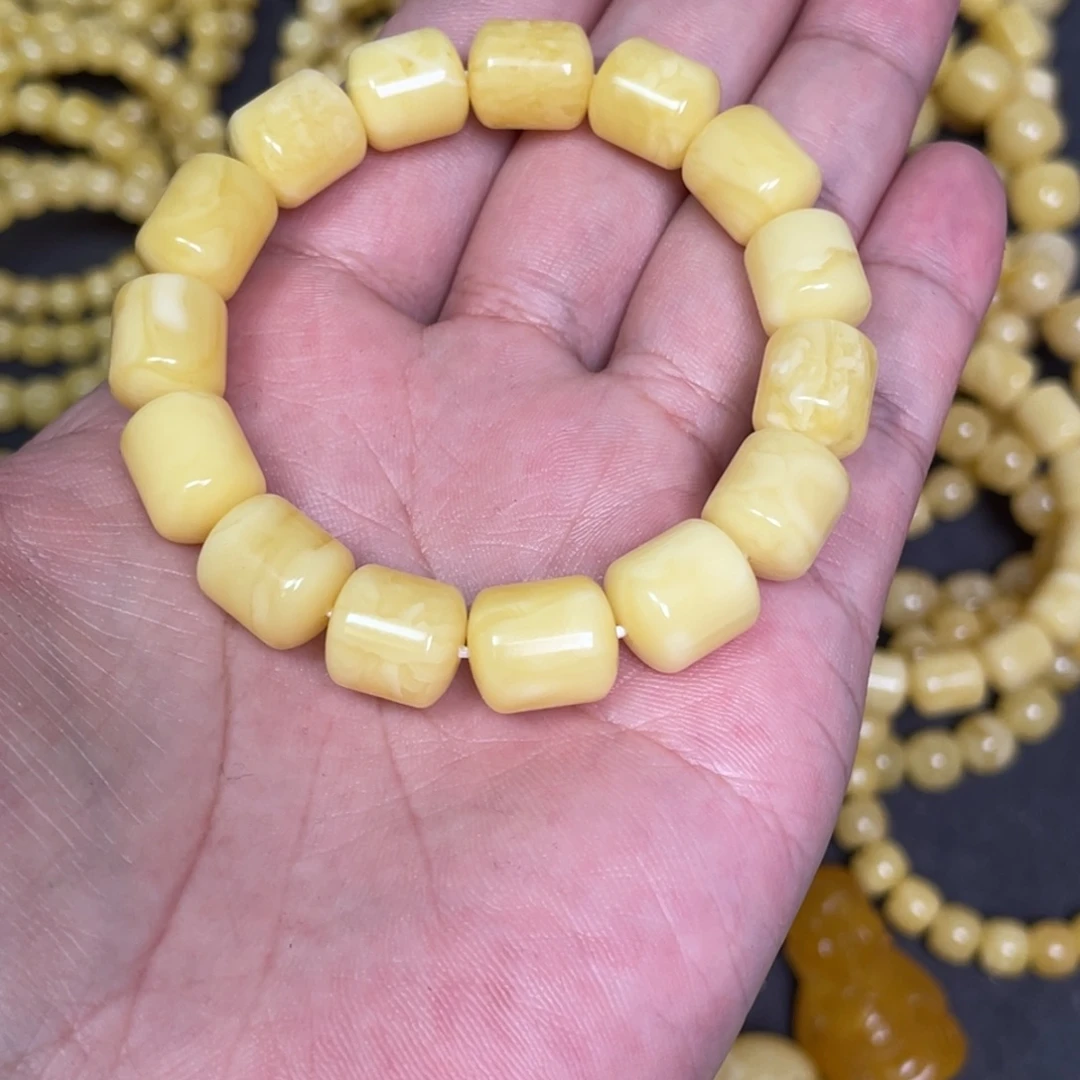 蜜蜡未镶嵌裸石竹节蜜蜡手串10.8mm