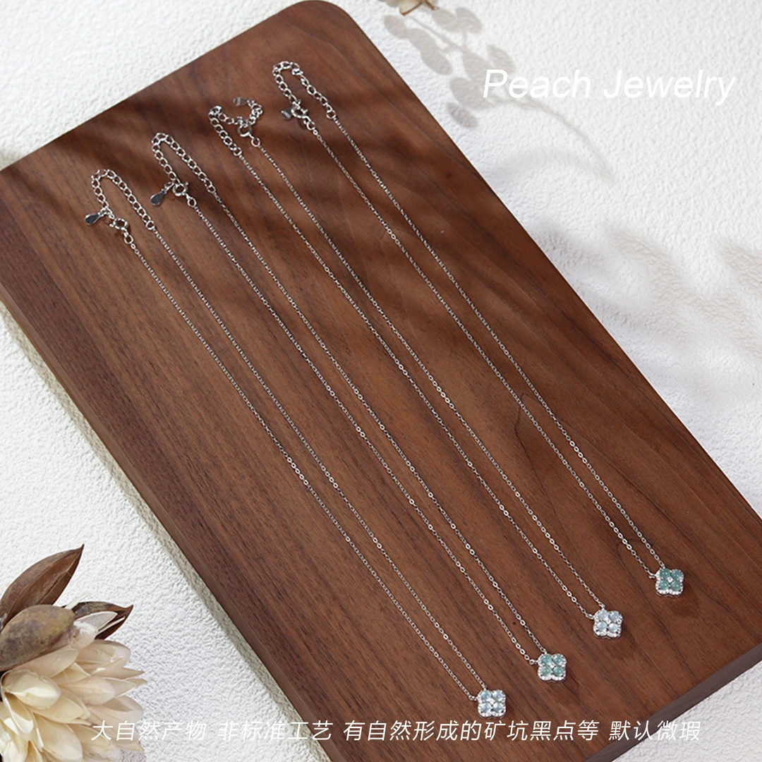 翡翠四叶草（浅）可调节银项链 BR05 多样性发一颜色微差