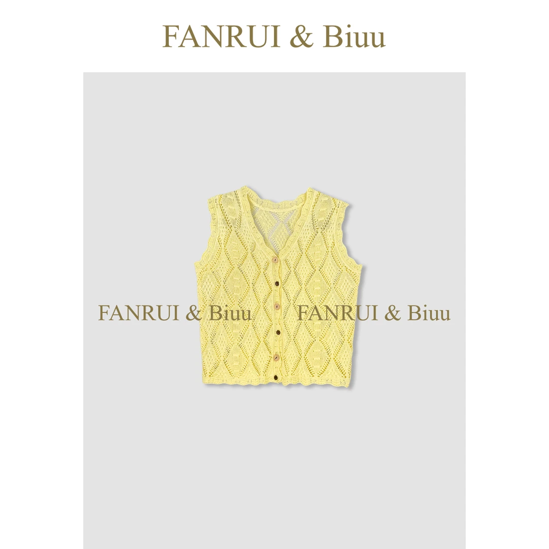 FANRUI/泛芮「序时」镂空勾花时尚透气百搭显瘦夏季无袖马甲ZY16651