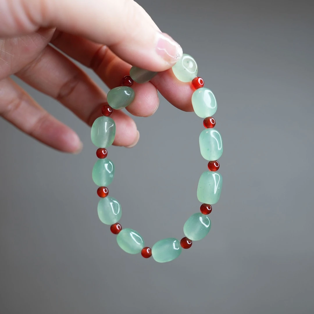 【财富/好运/桃花】天然东陵玉红玛瑙单圈手串ins精致小众百搭森系