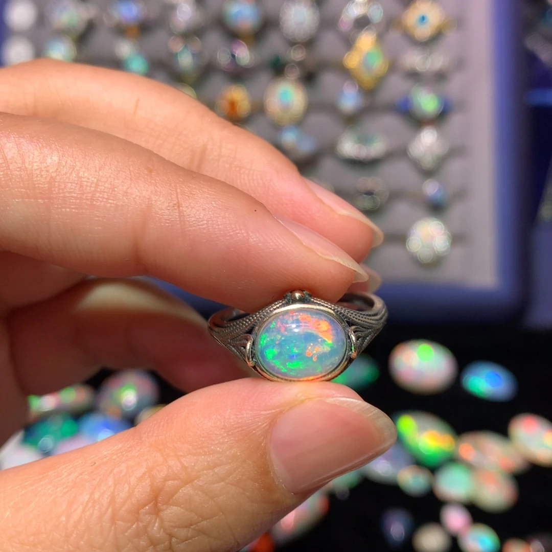 欧泊银S925镶嵌戒指款式凌*