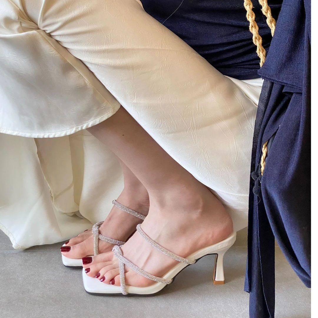 2025新款一鞋两穿方头法式网红夏季气质高跟踩屎感拖鞋凉鞋百搭