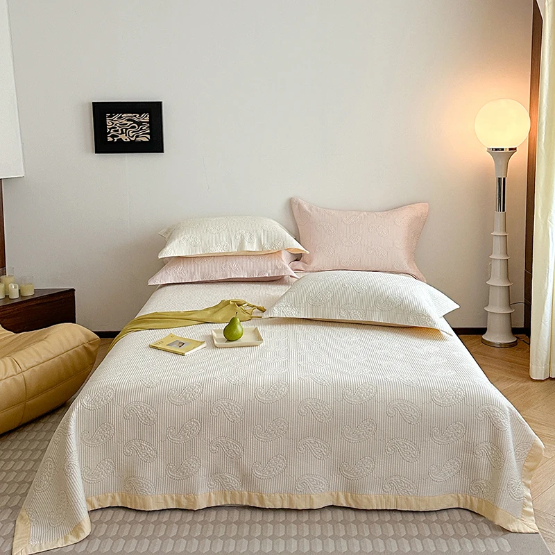 轻奢50S双面莱赛尔纤维面料夹棉防滑床盖 夏季软凉席可机洗水洗