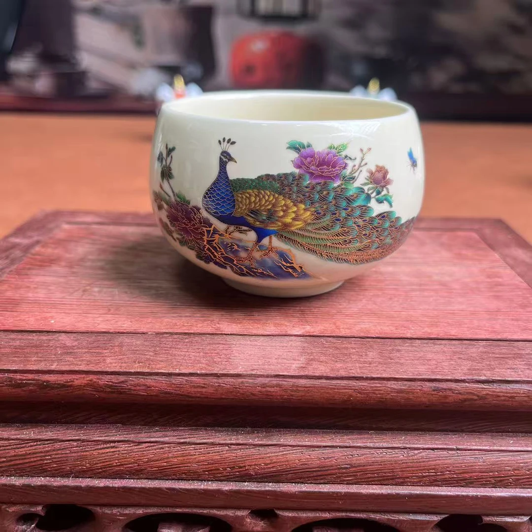 铜钱变色孔雀杯-黄色-6345