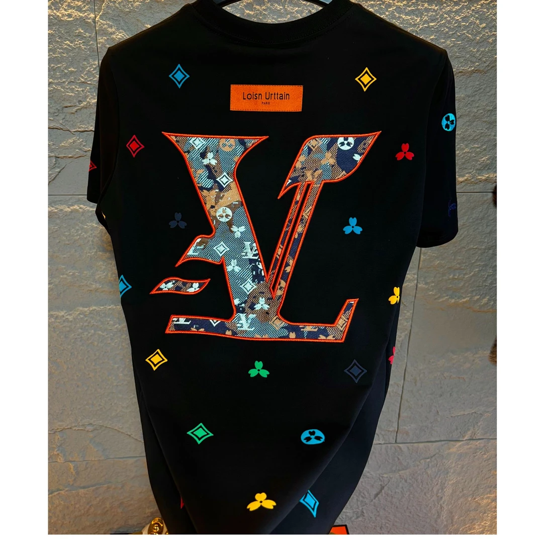 25年夏季新款时尚潮流修身刺绣男女款高品质短袖T恤3273