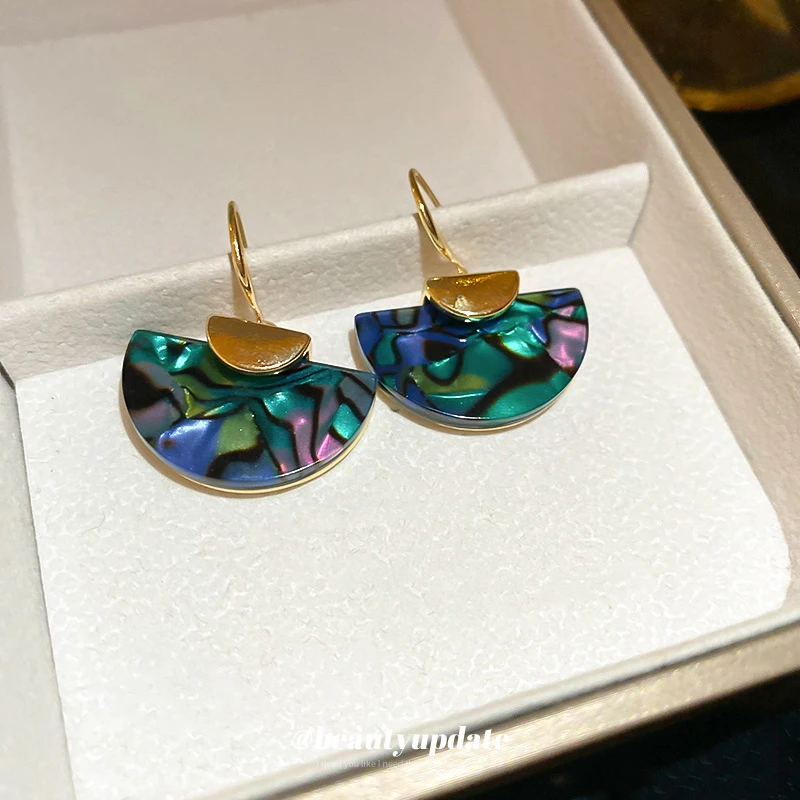 铜合金亚克力耳饰 轻奢高级欧美法式百搭耳坠蓝色时尚饰品耳环