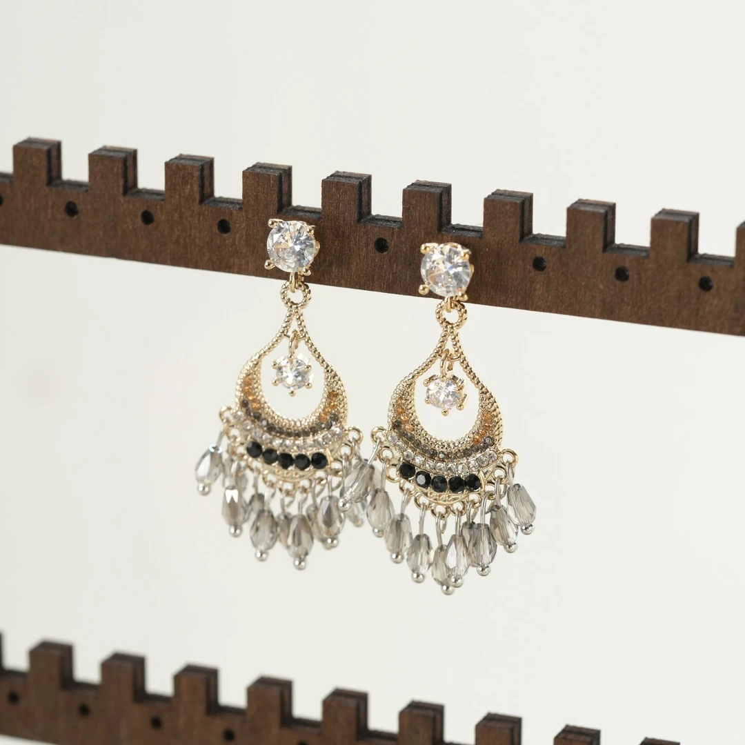 因缺斯汀饰品 铜合金耳饰 【午夜芭蕾】民族风流苏耳环无耳洞耳夹