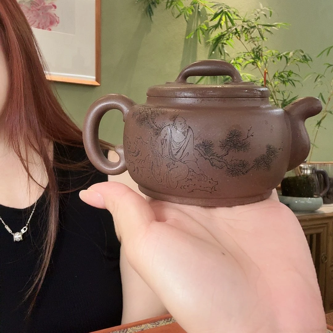 一***壶茶壶紫砂砂皮青圆融壶
