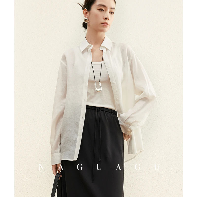 冰淇淋衬衫~轻薄飘逸时尚气质翻领显瘦廓形衬衣DY4DA1014-A