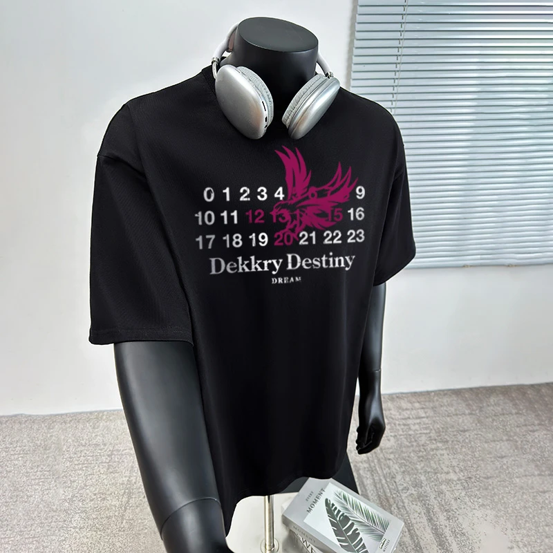 美式高街潮牌创意印花夏季男款纯棉短袖T恤休闲百搭宽松个性半袖