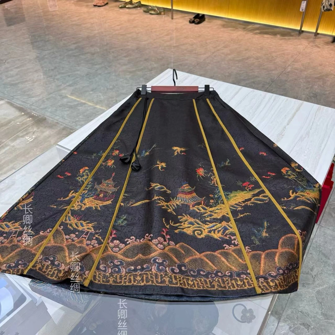 滕王阁高端气质遮肉真丝马面裙 21204