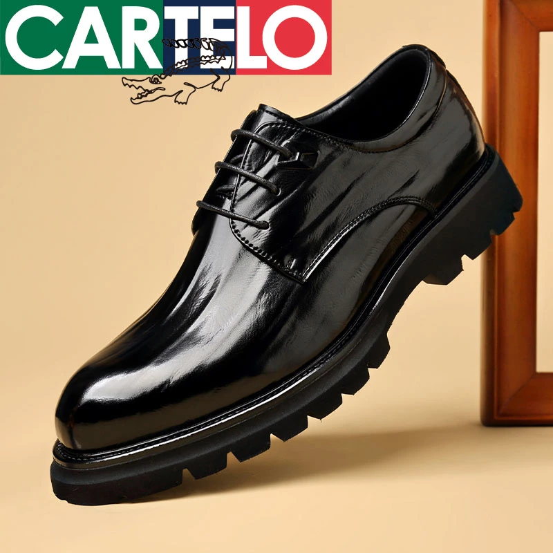 CARTELO/卡帝乐鳄鱼男士时尚潮流舒适透气厚底商务韩版休闲皮鞋