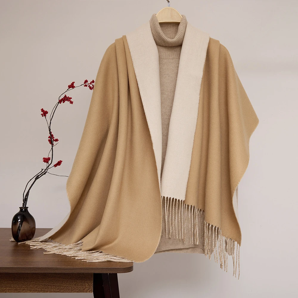 内蒙古厂家批发山羊绒围巾男女士通用秋冬季保暖加厚双面羊绒披肩
