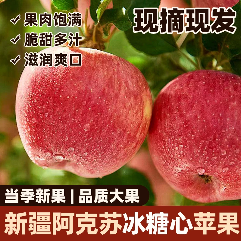 正宗新疆阿克苏冰糖心苹果顺丰包邮新鲜现摘应季脆甜多汁水果