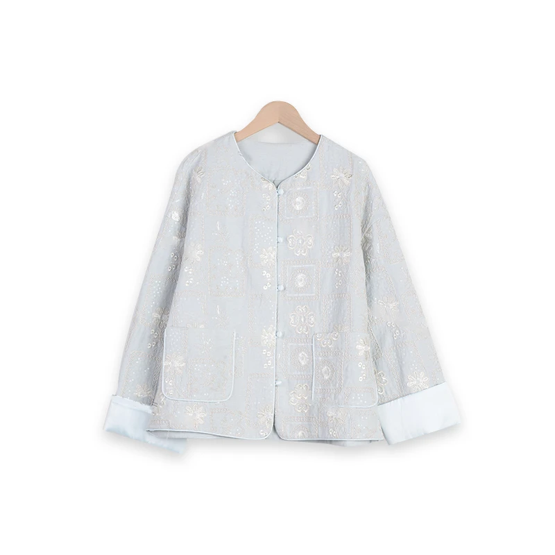 D&Q STUDIO“天丝亚麻”重工刺绣2025春装新款高级感减龄外套女