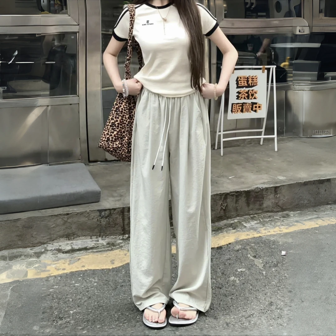 弯刀裤女款早春季薄款休闲透气宽松直筒裤百搭显瘦垂感山本阔腿裤