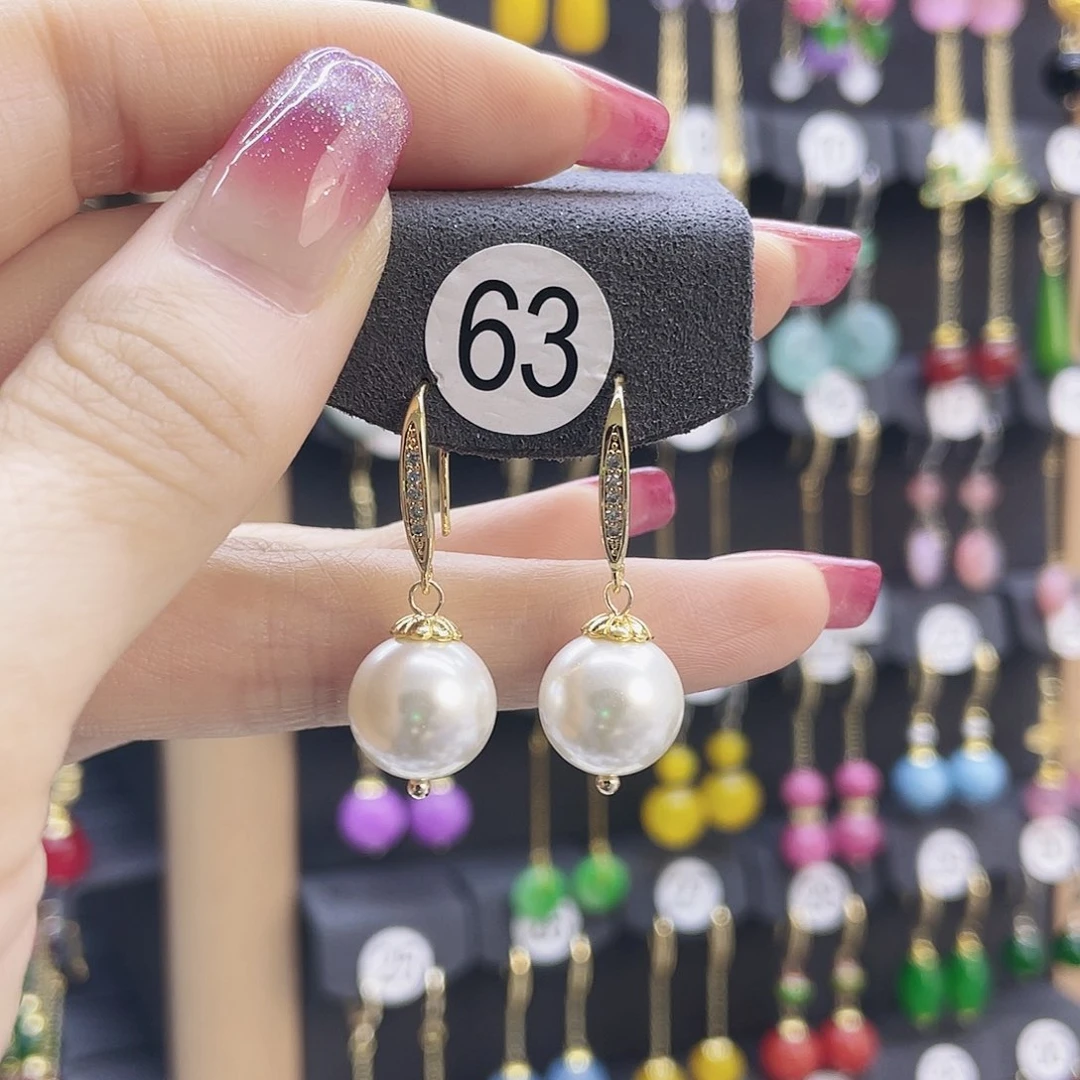 合金925银仿珍珠细耳钩