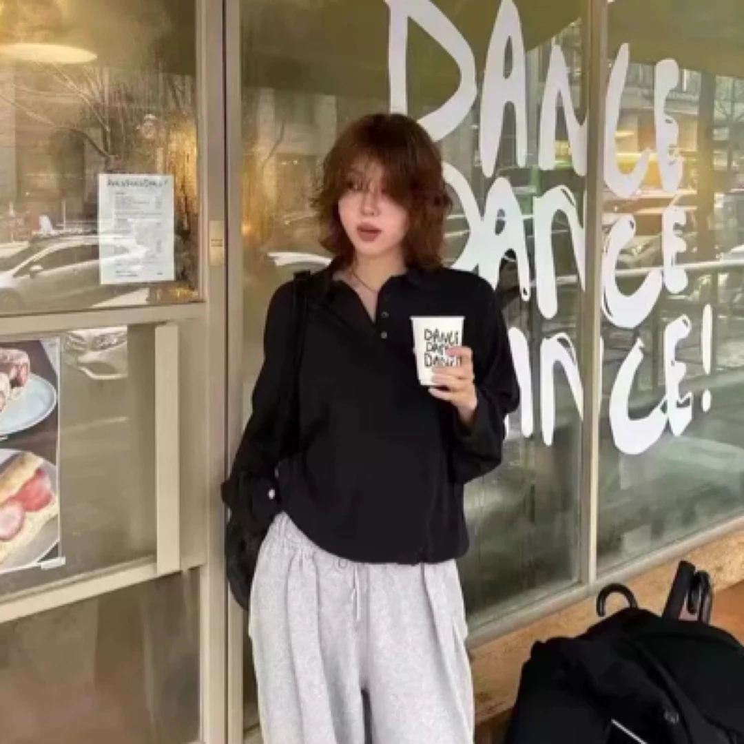 现货jane birkin 韩国东大门代2025春新款 半系扣休闲长袖T恤