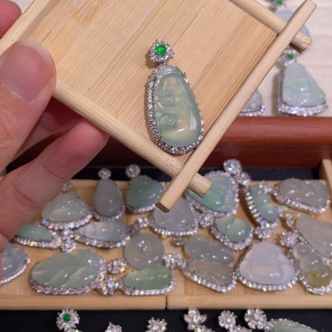 翡翠银S925镶嵌挂件