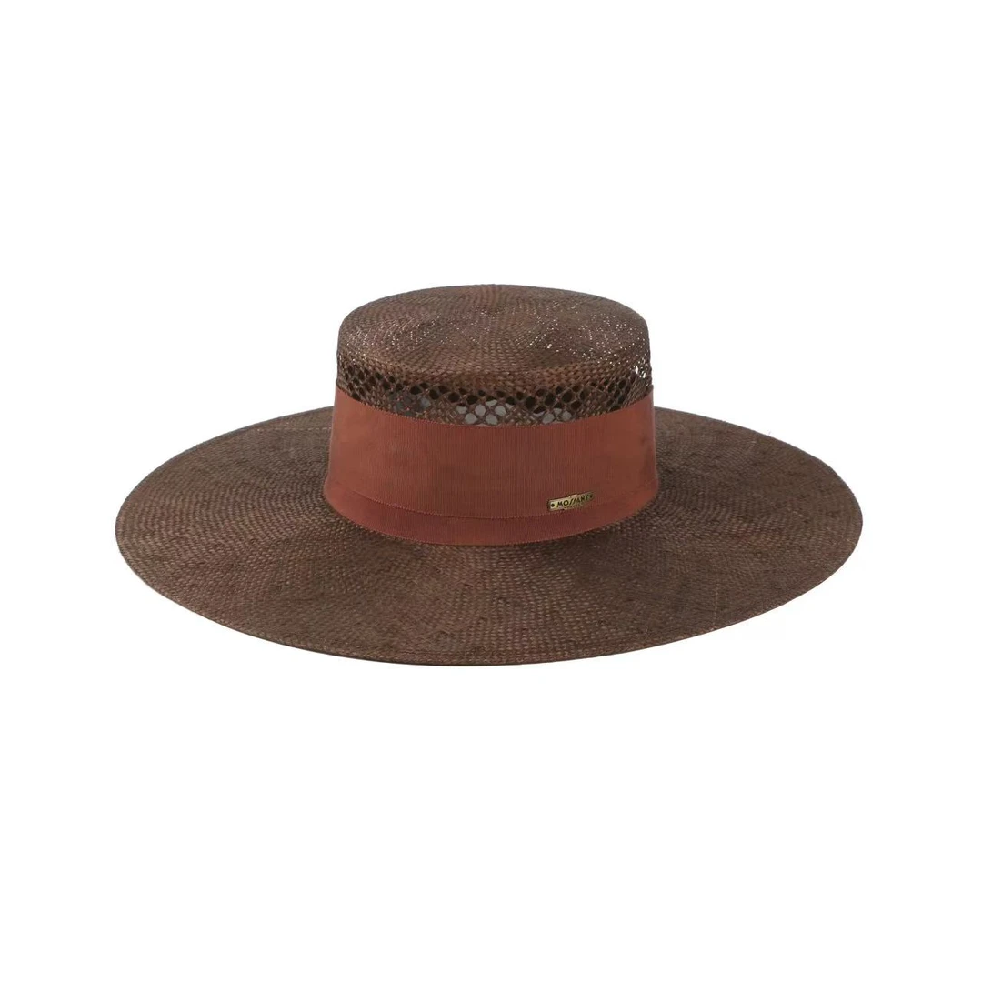 MOSSANTSS25春夏新品·进口手工镂空花型剑麻大檐Boater平顶礼帽