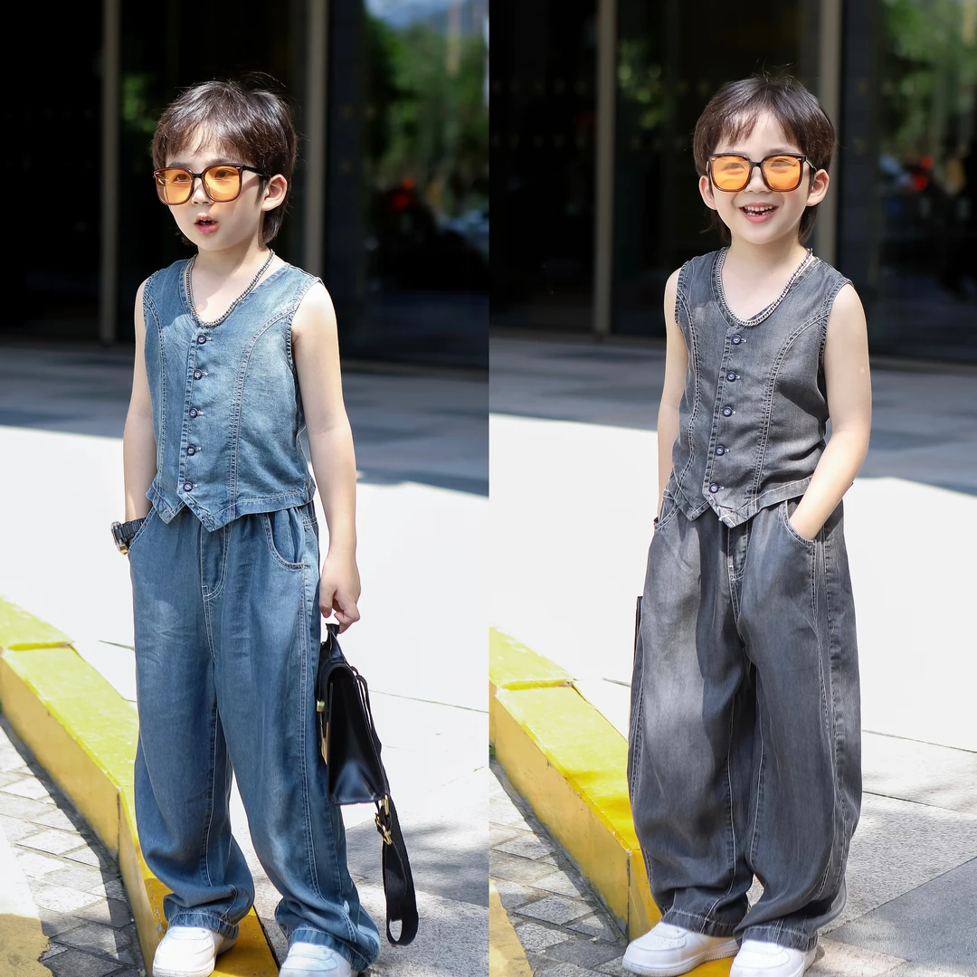 伟伟同款【质感旧街区】2025夏季新品休闲天丝港风套装WW0708