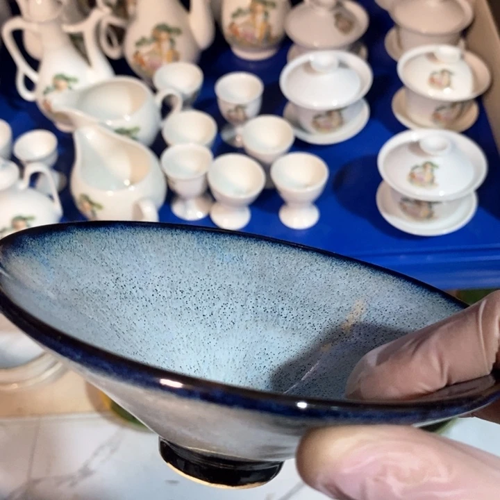 瓷片七厂窑变斗笠盏口径14厘米