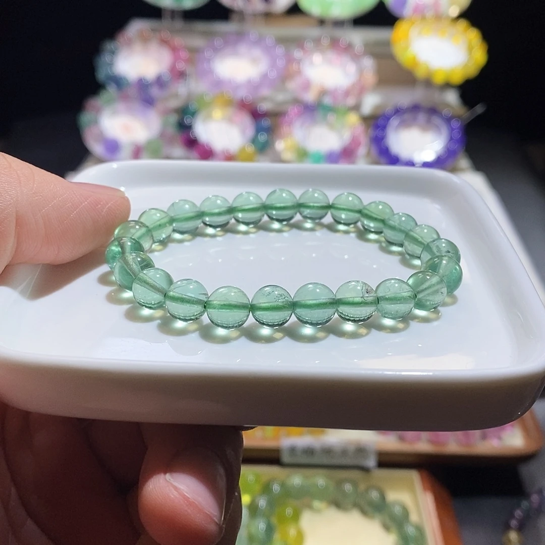 萤石手链未镶嵌薄荷蓝绿8mm