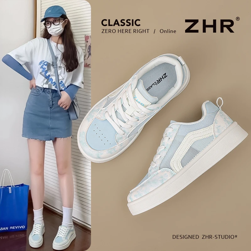 ZHR则则网面休闲鞋女2025夏季透气学院风软底轻便爆款薄款德训鞋