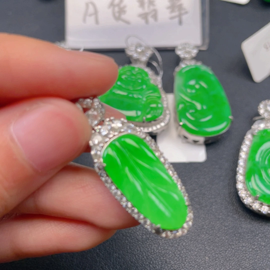 吊坠(不含链)银S925镶嵌翡翠