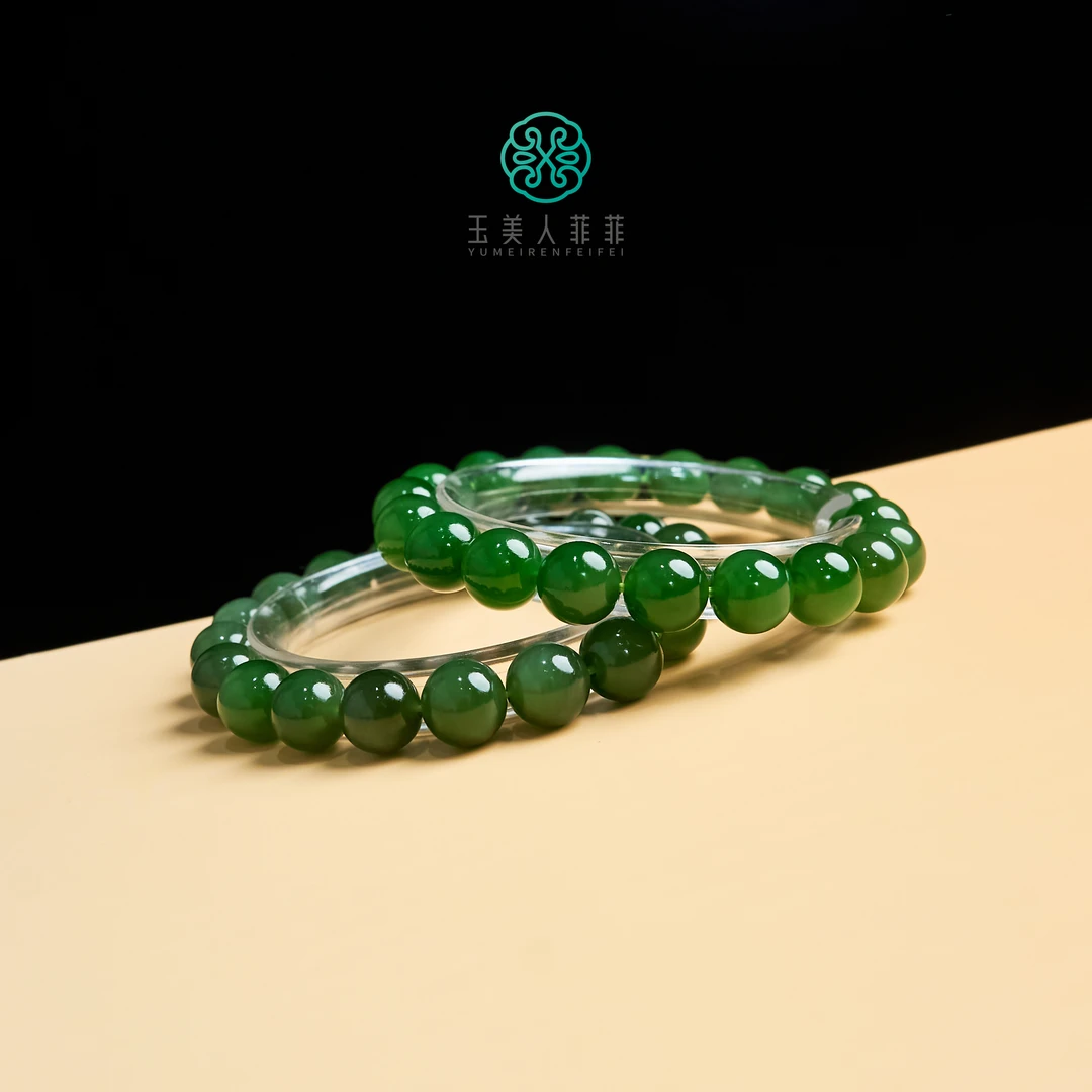 菲菲珠宝好@碧玉单圈-圆珠10mm手串~多样性发一