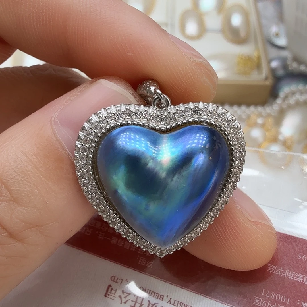 银S925镶嵌颈饰拼合珍珠（马贝珠）