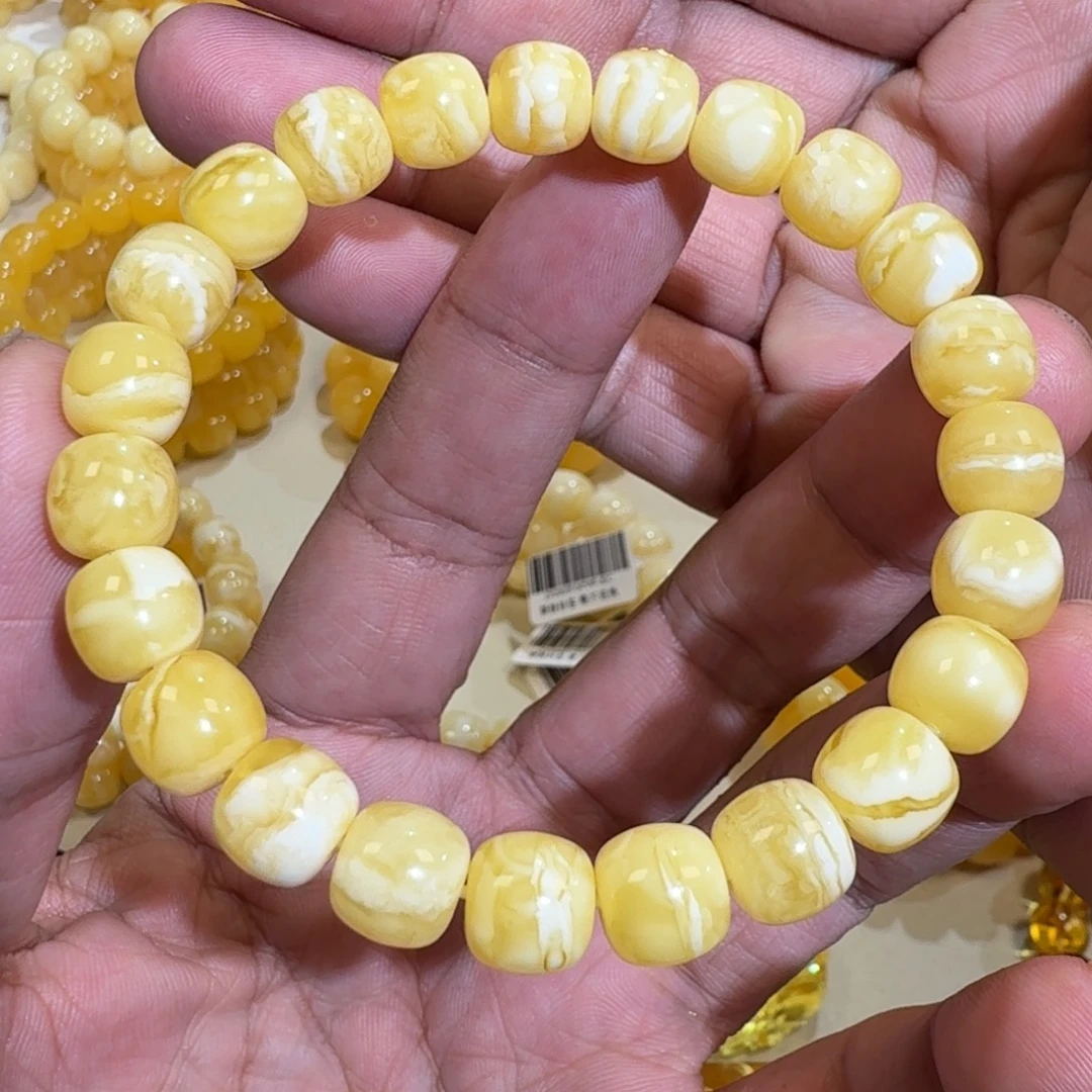 琥珀未镶嵌珠宝奇石9m精工老型白花蜡串10.39