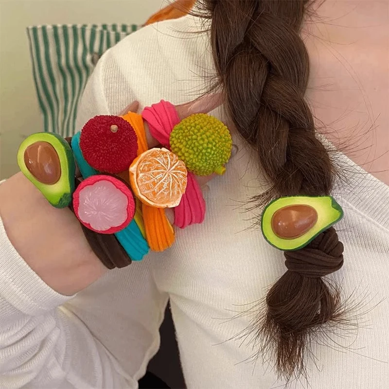 可爱卡通水果发圈女2025新款丸子头扎头发绳高级感橡皮筋头绳发饰