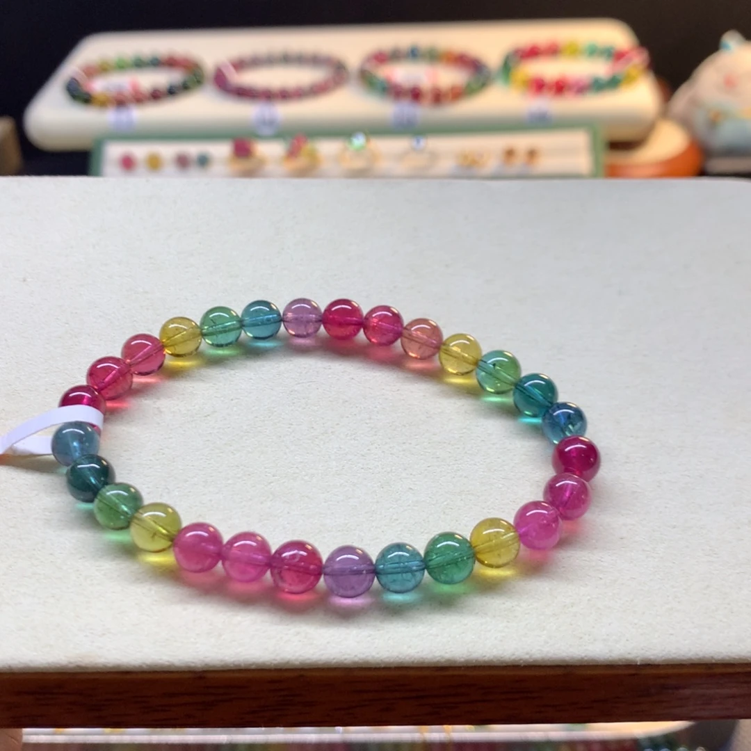 菠****手链碧玺未镶嵌荧光色标6.8mm