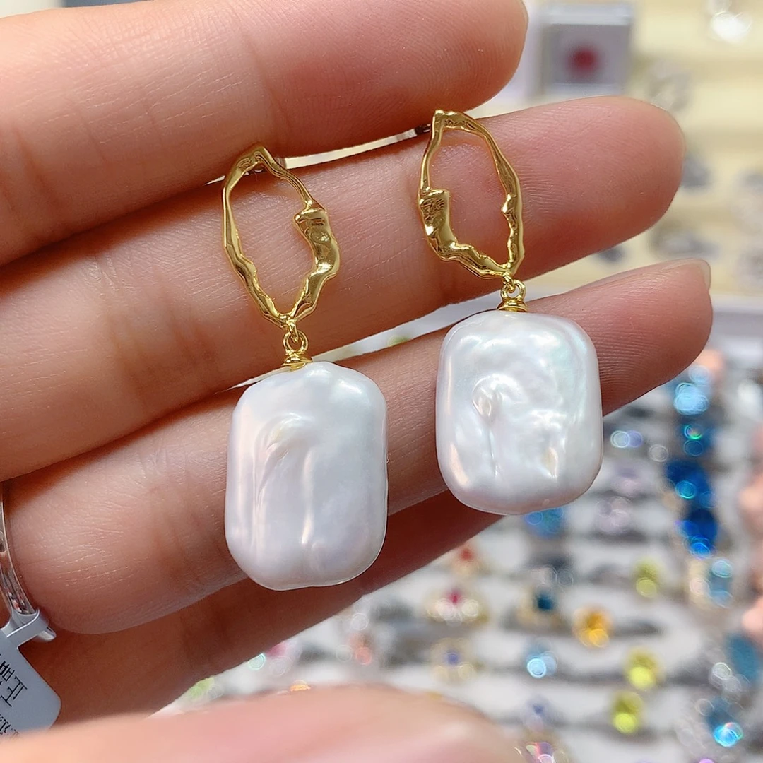 贝壳（贝母）耳钉银S925镶嵌