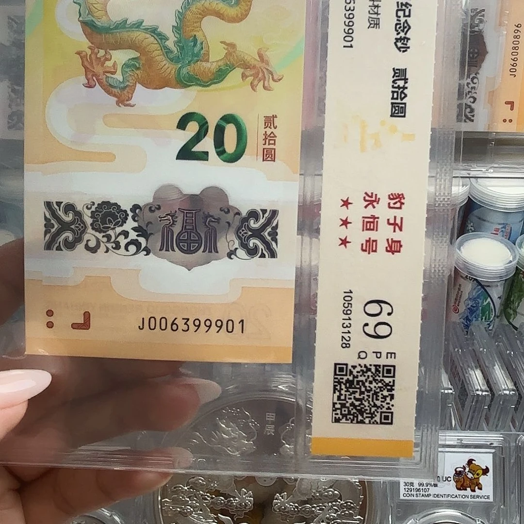 塑料一***下006399901单张龙钞