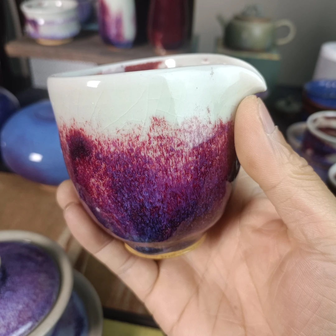 【058】手拉坯钧瓷青瓷公道杯公杯茶具陶瓷原矿釉窑釉色一物一拍