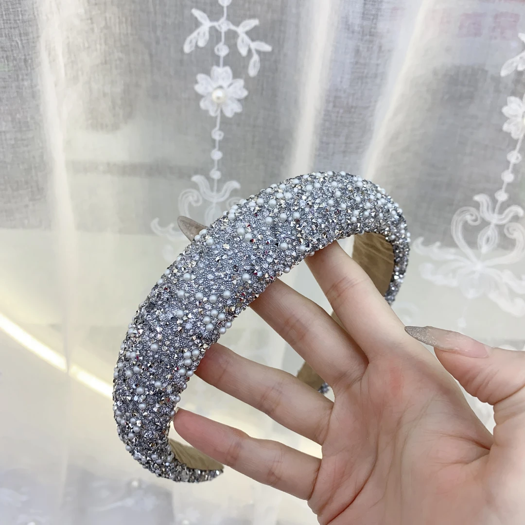 A242银色闪亮亮高露顶气质发箍