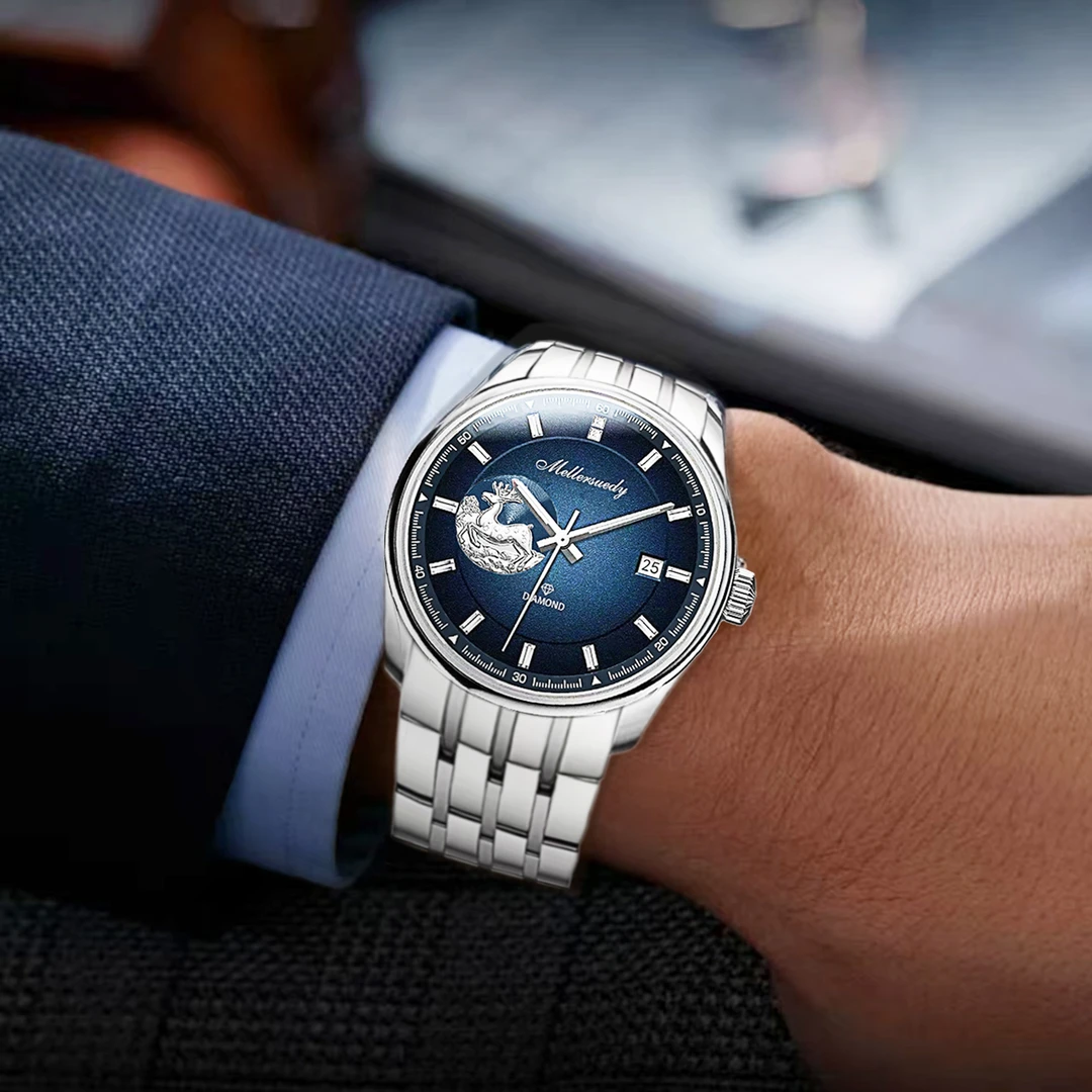 福鹿系列 新款时尚深邃磨砂简约夜光男士手表m6690