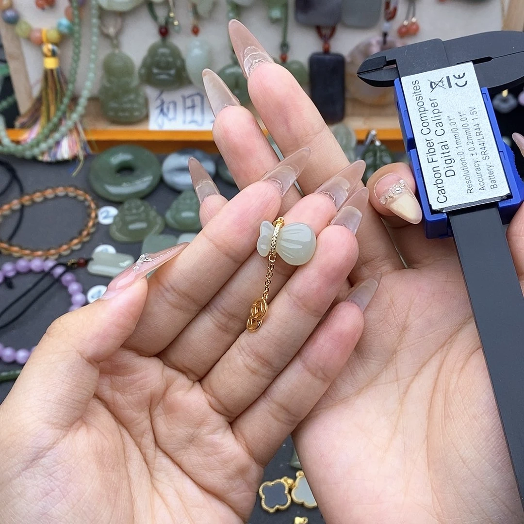 和田玉银S925镶嵌吊坠(不含链)