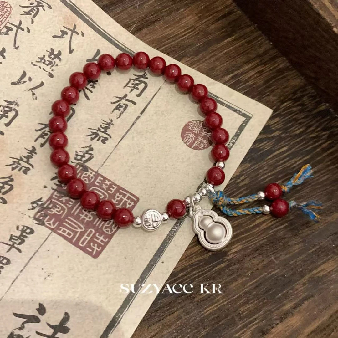 Suzyacc Kr 足银手链 999银【红珠福禄 】手串手链手工气质DC0202