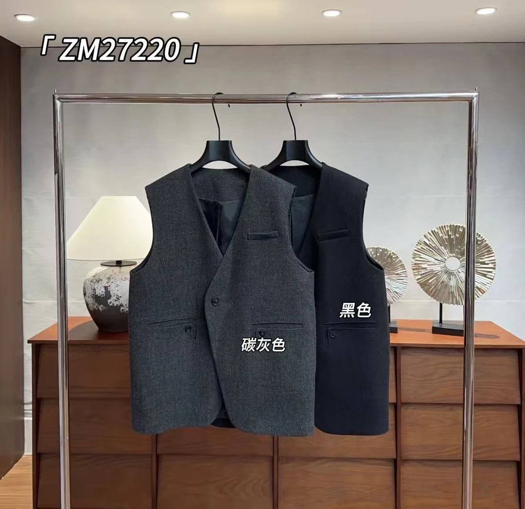 鑫燃KIKI 【高定羊毛马甲】高级定制轻奢百搭V领马甲 27220 ZM