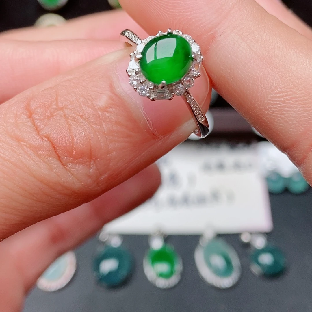 翡翠戒指银S925镶嵌88428789