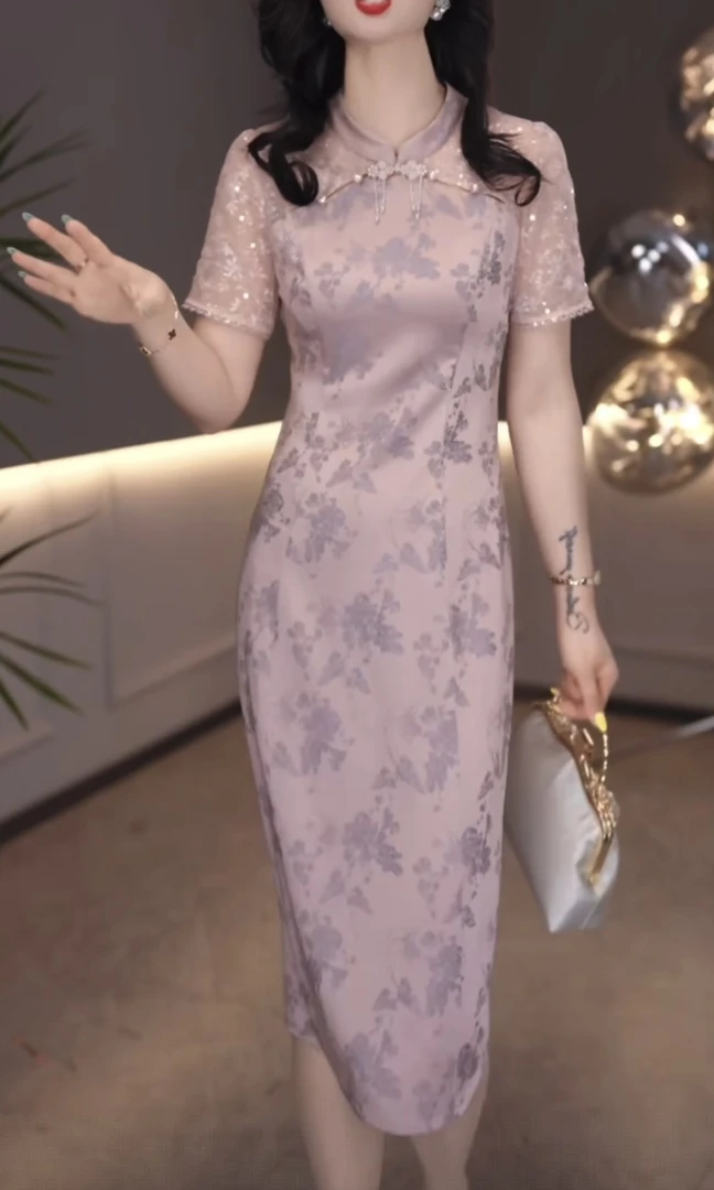 【连衣裙】2025夏季中国风气质女人味印花百搭显瘦复古改良旗袍连裙