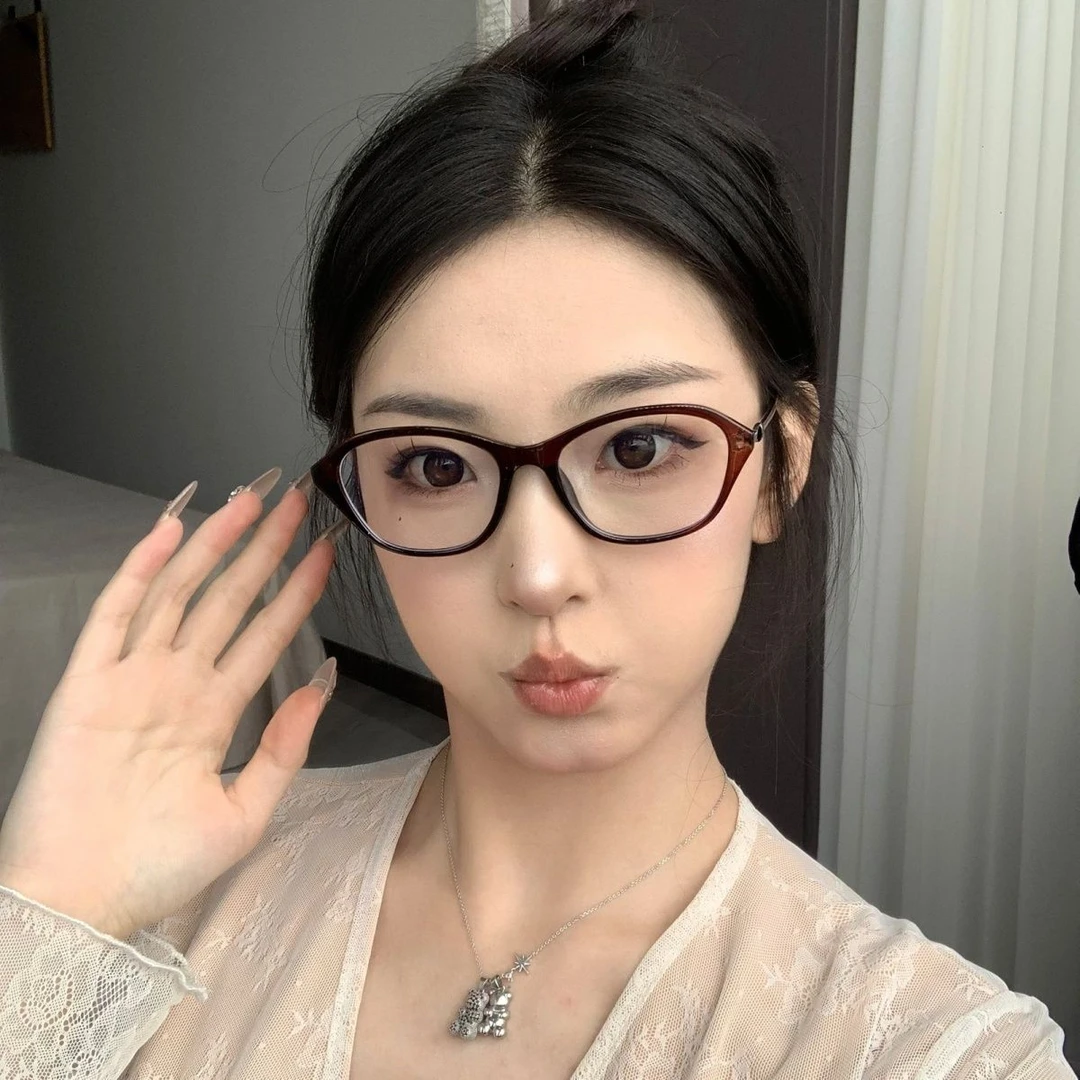 猫眼黑框眼镜女素近视可配度数平光素颜神器眼镜框超轻复古蓝光